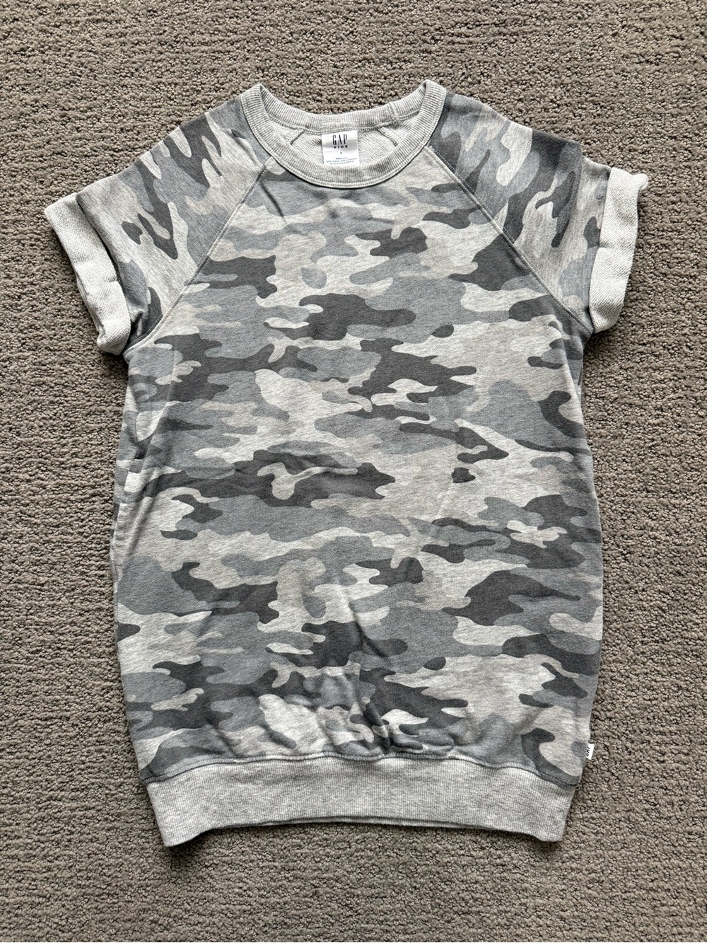 GAP Kids Gray Camo Short-Sleeve Sweatshirt Dress